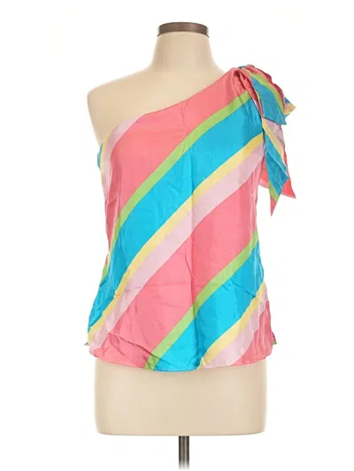 Pre-owned Lilly Pulitzer Sleeveless Silk Top Pink One Shoulder Neckline Tops