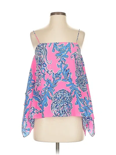 Pre-owned Lilly Pulitzer Sleeveless Silk Top Pink Strapless Neckline Tops