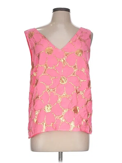 Pre-owned Lilly Pulitzer Sleeveless Silk Top Pink V-neck Tops