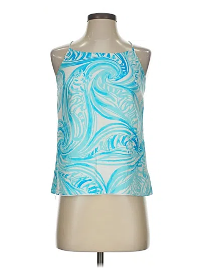 Pre-owned Lilly Pulitzer Sleeveless Silk Top Teal Halter Neckline Tops
