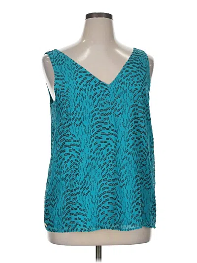 Pre-owned Lilly Pulitzer Sleeveless Silk Top Teal V-neck Tops