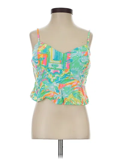 Pre-owned Lilly Pulitzer Sleeveless Top Green Sweetheart Neckline Tops