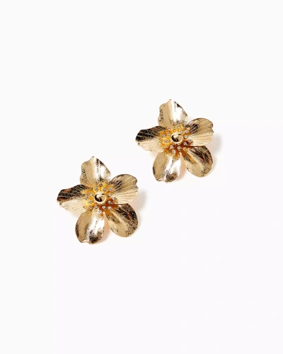 Lilly Pulitzer Small Orchid Earrings In Gold Metallic