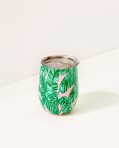 Lilly Pulitzer Stainless Steel Stemless Wine Tumbler In Conch Shell Pink Lets Go Bananas