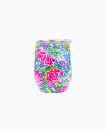 Lilly Pulitzer Stainless Steel Stemless Wine Tumbler In Zanzibar Blue Blue Bunny Business