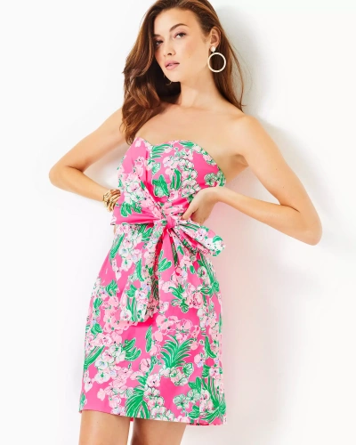 Lilly Pulitzer Stela Strapless Stretch Bow Dress In Roxie Pink Worth A Look