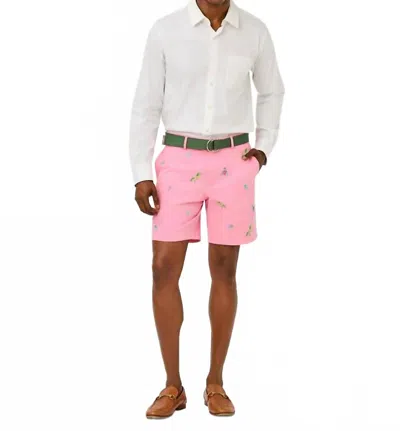 Lilly Pulitzer Stuff Volk Stretch Short In Conch Shell Pink Derby Ditsy Embroidery