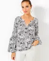 Lilly Pulitzer Sullivan Top In Onyx Animal Magnetism