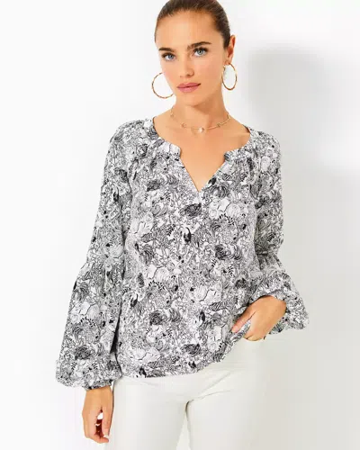 Lilly Pulitzer Sullivan Top In Onyx Animal Magnetism