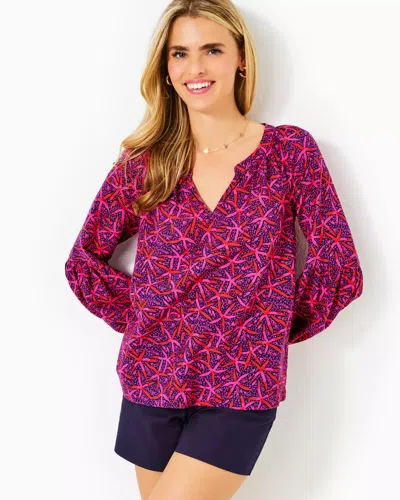 Lilly Pulitzer Sullivan Top In Passion Fruit Pink Star Searching