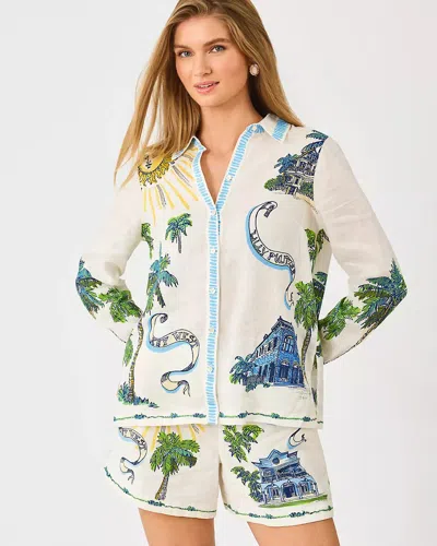 Lilly Pulitzer Susana Linen Button Down Shirt In Multi