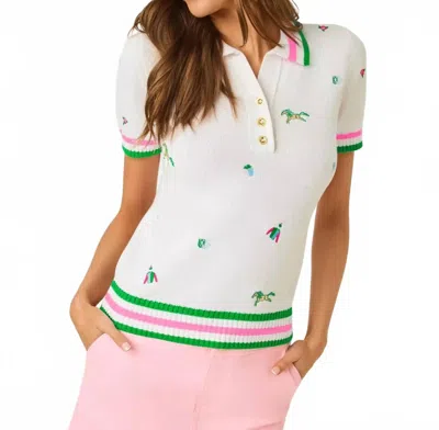 Lilly Pulitzer Suzette Embroidered Sweater In Resort White Derby Ditsy Embroidery