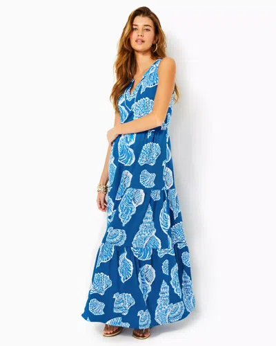 Lilly Pulitzer Sydnee Maxi Dress In Barton Blue Shell Of A Good Time Oversized
