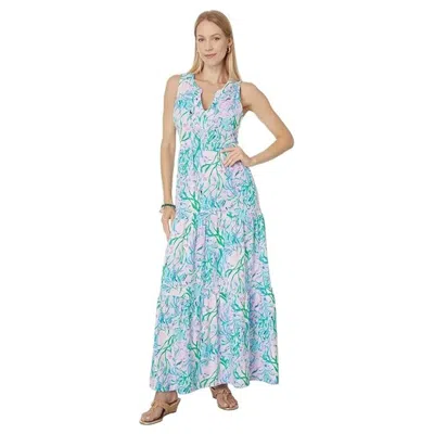 Lilly Pulitzer Sydnee Maxi Dress Womens Multi Tropical Split V-neck Gbo748