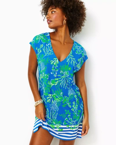 Lilly Pulitzer Talli Cover-up In Briny Blue A Bit Salty Engineered Coverup