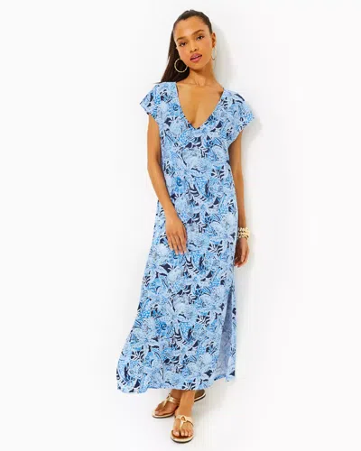 Lilly Pulitzer Talli Maxi Dress Cover-up In Bonaire Blue Coastal Constellation