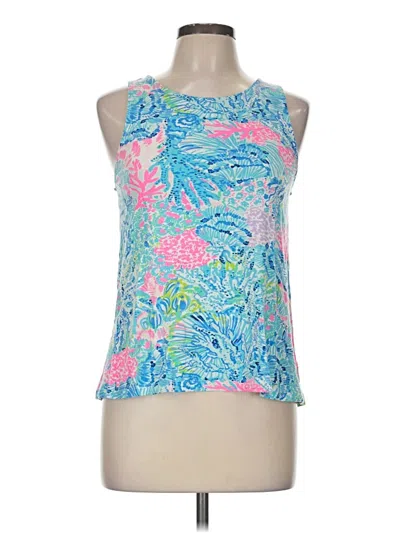 Pre-owned Lilly Pulitzer Tank Top Blue Halter Neckline Tops