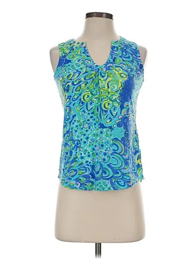 Pre-owned Lilly Pulitzer Tank Top Blue Halter Neckline Tops