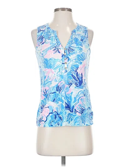 Pre-owned Lilly Pulitzer Tank Top Blue Halter Neckline Tops