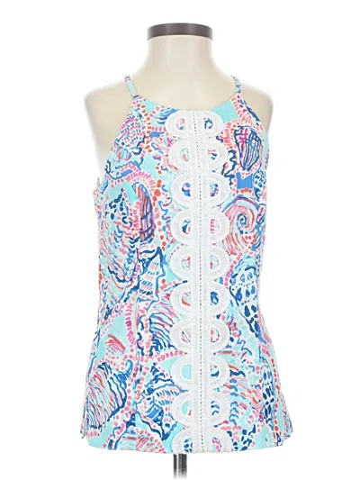 Pre-owned Lilly Pulitzer Tank Top Blue Halter Neckline Tops
