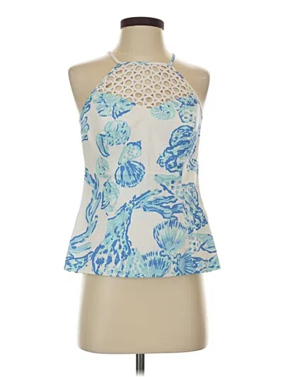 Pre-owned Lilly Pulitzer Tank Top Blue Halter Neckline Tops