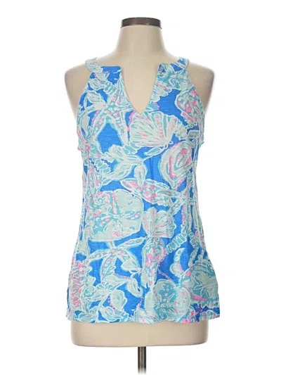 Pre-owned Lilly Pulitzer Tank Top Blue Halter Neckline Tops