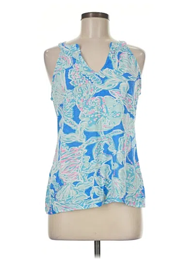 Pre-owned Lilly Pulitzer Tank Top Blue Halter Neckline Tops