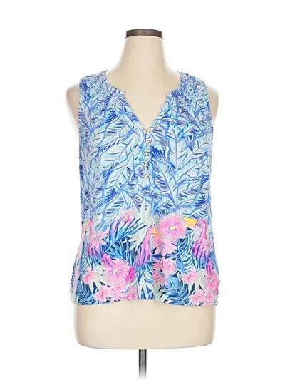 Pre-owned Lilly Pulitzer Tank Top Blue Plunge Neckline Tops