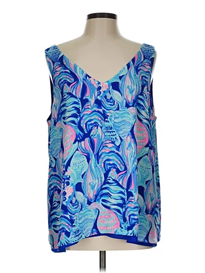 Pre-owned Lilly Pulitzer Tank Top Blue Plunge Neckline Tops