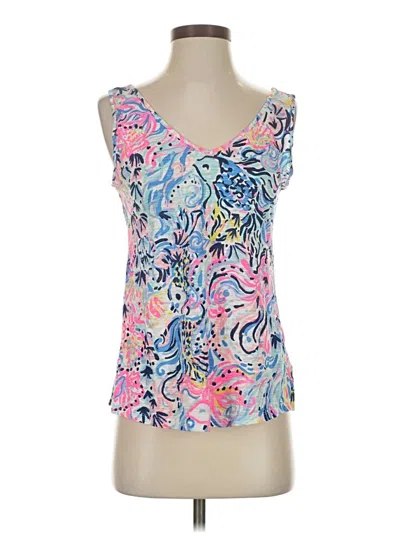 Pre-owned Lilly Pulitzer Tank Top Blue Sweetheart Neckline Tops