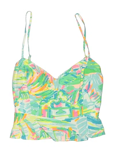 Pre-owned Lilly Pulitzer Tank Top Green Print Pattern Tops