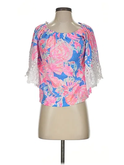 Pre-owned Lilly Pulitzer Tank Top Pink Cold Shoulder Neckline Tops