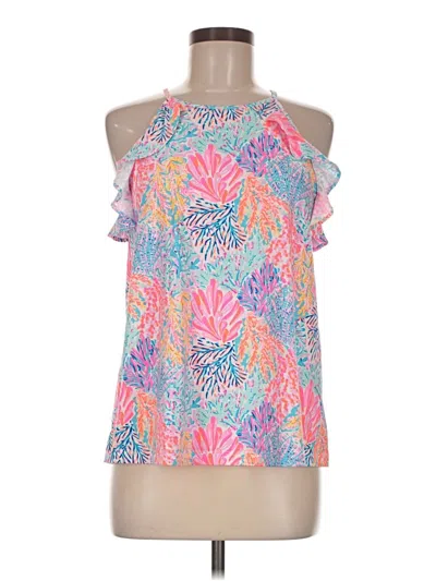 Pre-owned Lilly Pulitzer Tank Top Pink Cold Shoulder Neckline Tops