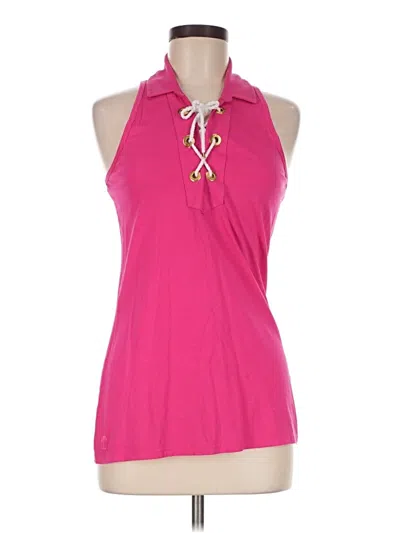 Pre-owned Lilly Pulitzer Tank Top Pink Collared Neckline Tops