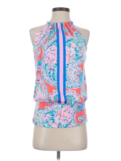 Pre-owned Lilly Pulitzer Tank Top Pink Halter Neckline Tops