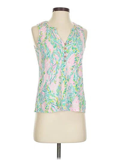 Pre-owned Lilly Pulitzer Tank Top Pink Plunge Neckline Tops