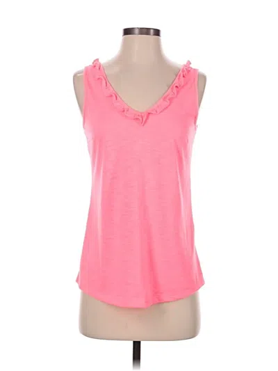 Pre-owned Lilly Pulitzer Tank Top Pink Ruffles Neckline Tops