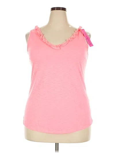Lilly Pulitzer Tank Top Pink Ruffles Neckline Tops