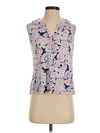 Pre-owned Lilly Pulitzer Tank Top Pink Tie Neck Tops