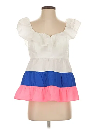 Pre-owned Lilly Pulitzer Tank Top White Ruffles Neckline Tops