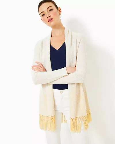 Lilly Pulitzer Tatum Long Fringe Hem Cardigan In Neutral