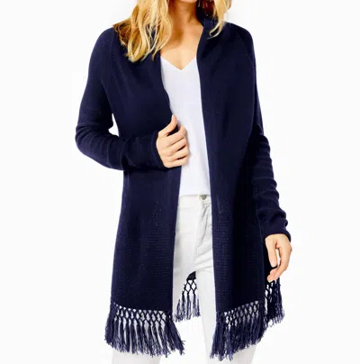 Lilly Pulitzer Tatum Long Sleeve Cardigan In True Navy In Blue