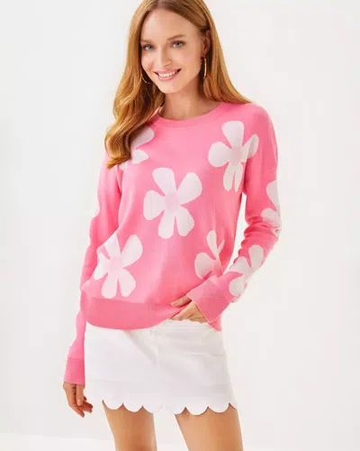 Lilly Pulitzer Tensley Sweater In Rousseau Pink In Bloom Flower Jacquard