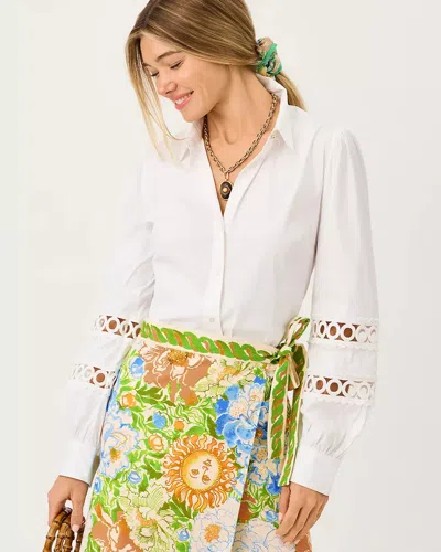 Lilly Pulitzer The Lace Inset Lilly Shirt In White