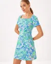 Lilly Pulitzer The Short Sleeved Lilly Shift Dress In Sunwashed Blue Plumes In Bloom