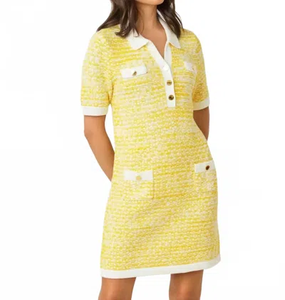 Lilly Pulitzer Theodorah Polo Sweater Dress In Estelle Yellow Metallic Marl