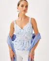 Lilly Pulitzer Tiah Eyelet Top In Sunwashed Blue Sunshowers Embroidery