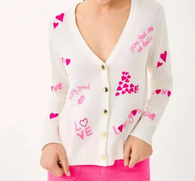 Lilly Pulitzer Tippery Cardigan In Coconut Valentines Day In White