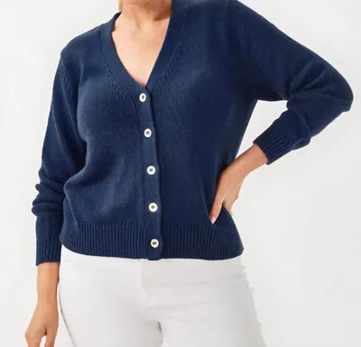 LILLY PULITZER TIPPERY LONG SLEEVE CARDIGAN IN LOW TIDE NAVY