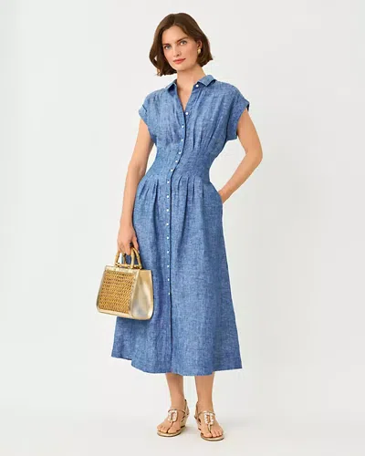 Lilly Pulitzer Tonya Linen Midi Shirtdress In Blue